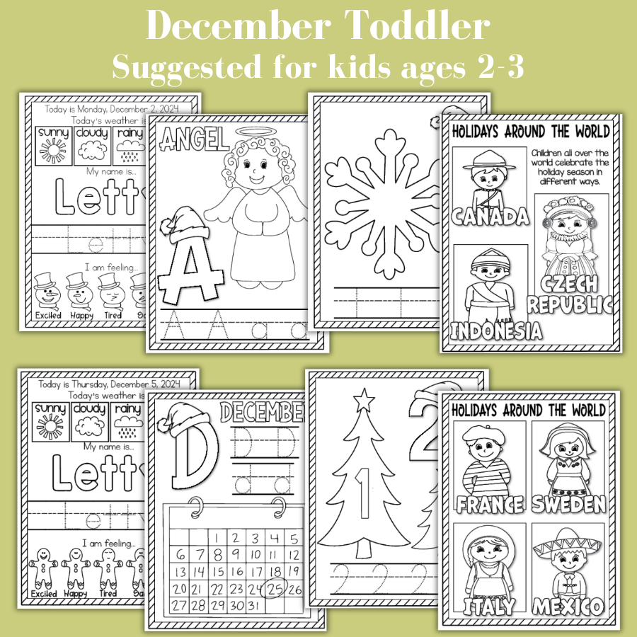 Toddler December Workbook