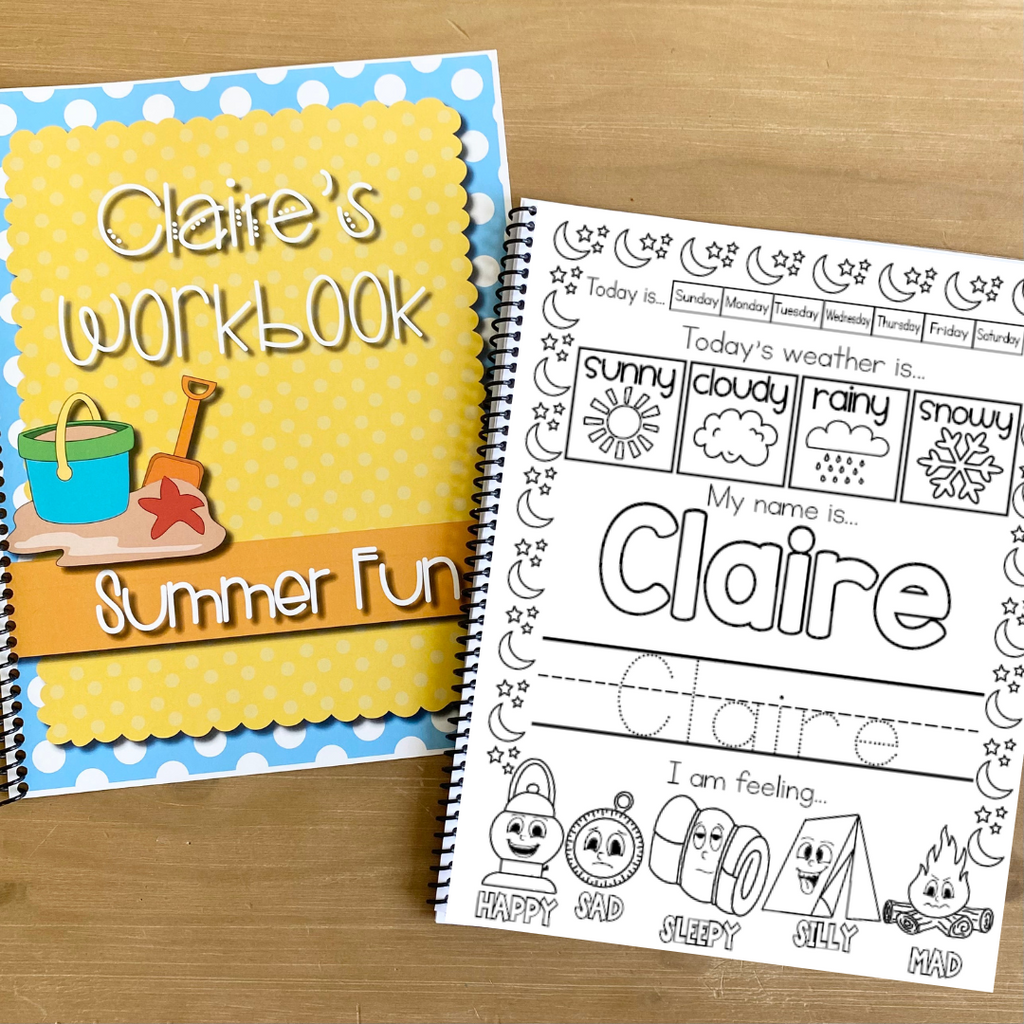 Summer Fun Preschool Workbook Personalized
