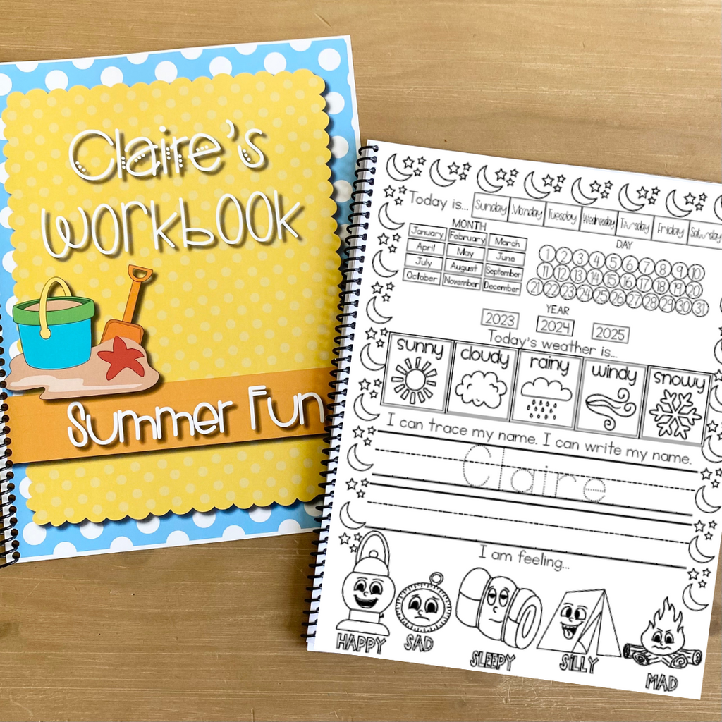 Summer Fun Preschool Workbook Personalized