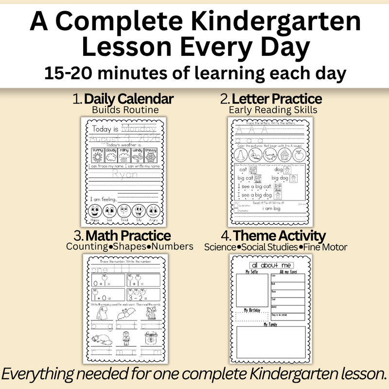 August Kindergarten Workbook (Ages 5-6)