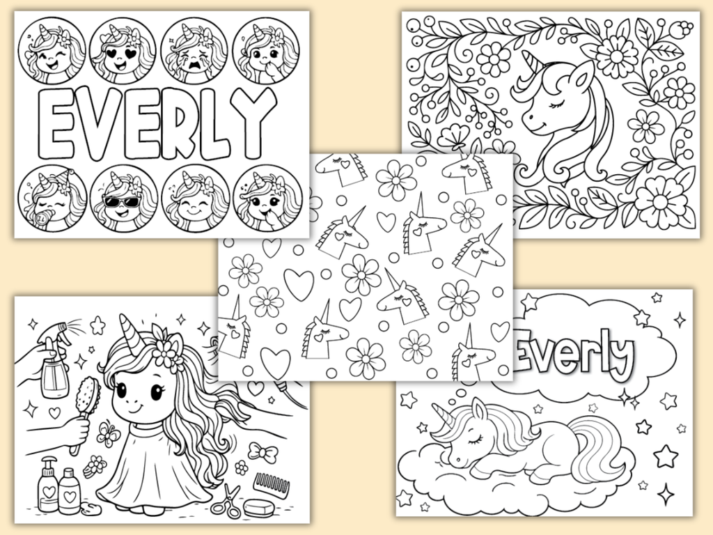 Large Personalized Unicorn  Color Book