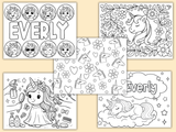 Large Personalized Unicorn  Color Book
