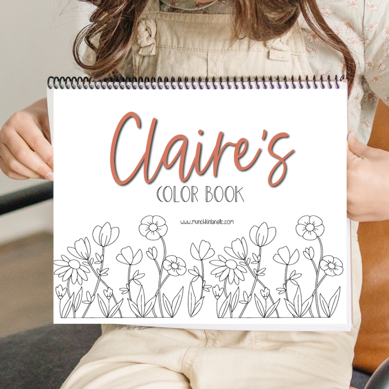 Large Personalized Floral Color Book