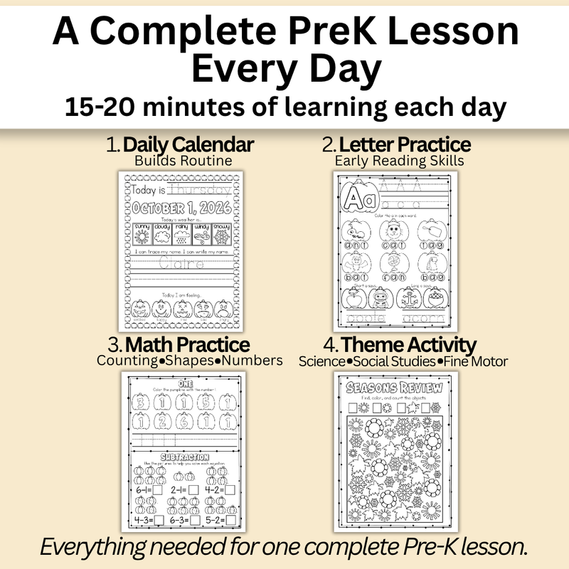 October PreK Workbook (Ages 4–5)