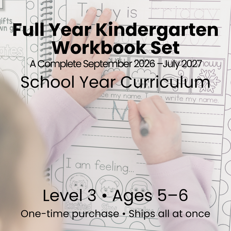 Full Year (Sep 2026-July 2027) Kindergarten Workbooks (Ages 5-6)