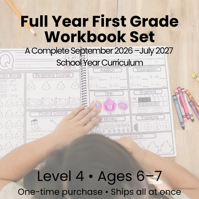 Full Year (Sep 2026-July 2027) First Grade Workbooks (Ages 6-7)