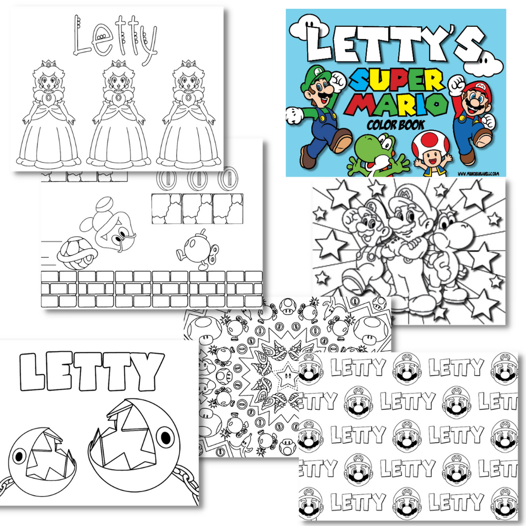 Mario Spike Shell Color Book Large Personalized Mario Color Book – Munchkin Lane LLC