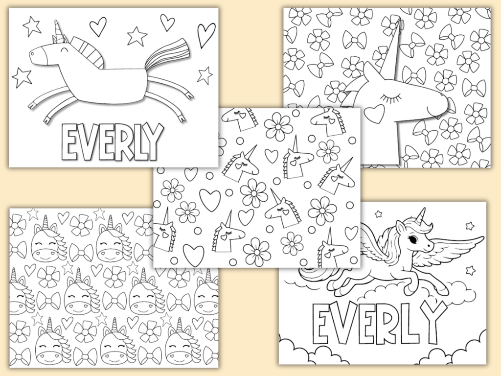 Large Personalized Unicorn  Color Book