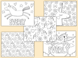 Large Personalized Unicorn  Color Book