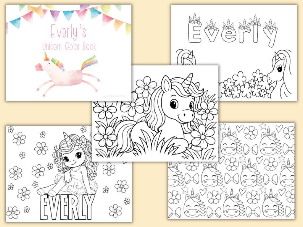 Large Personalized Unicorn  Color Book