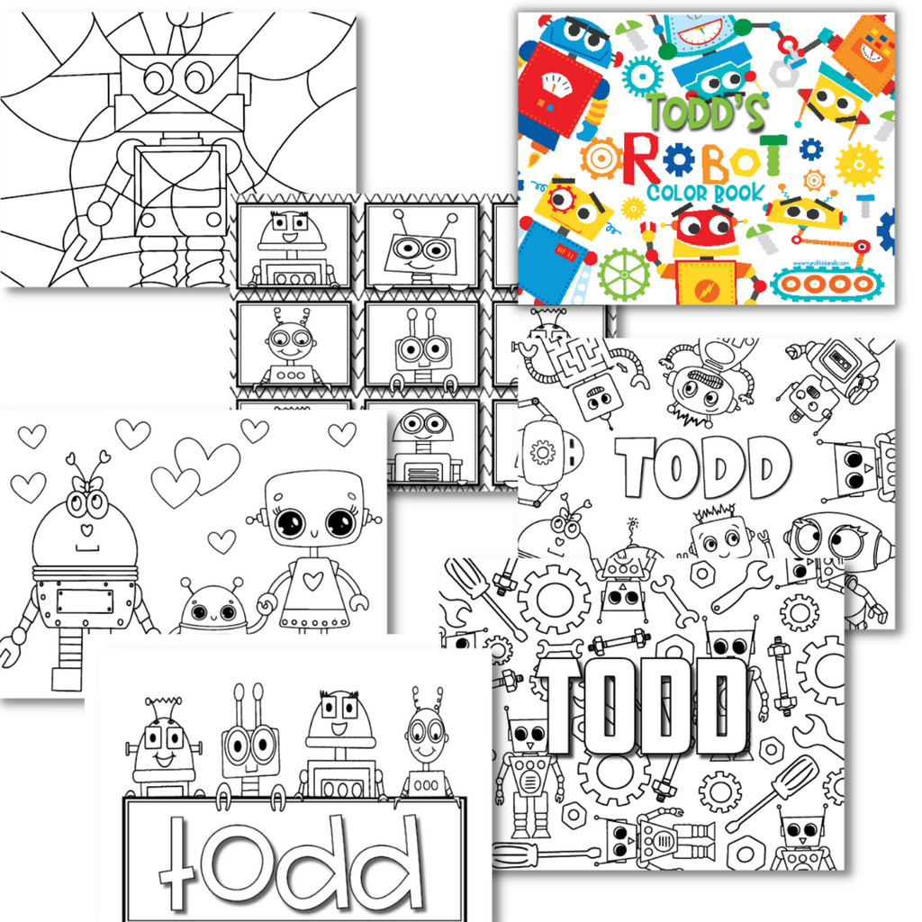 Large Personalized Robots Color Book