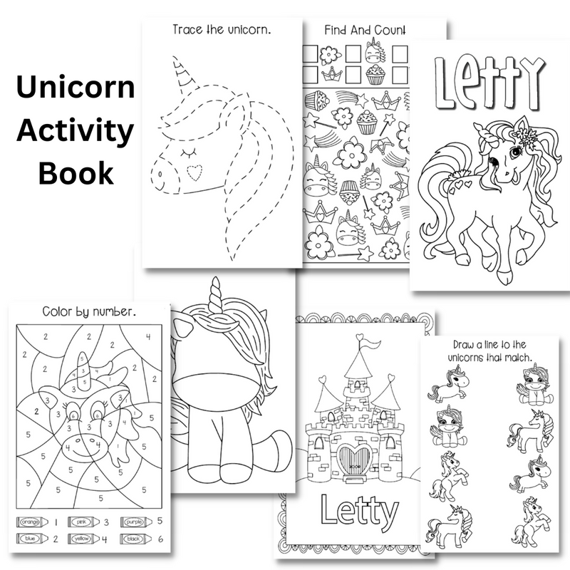 Personalized Activity Books- Unicorn