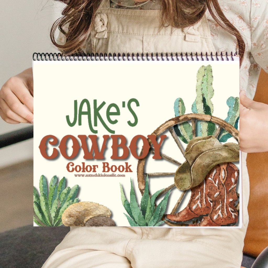 Large Personalized Cowboy Color Book