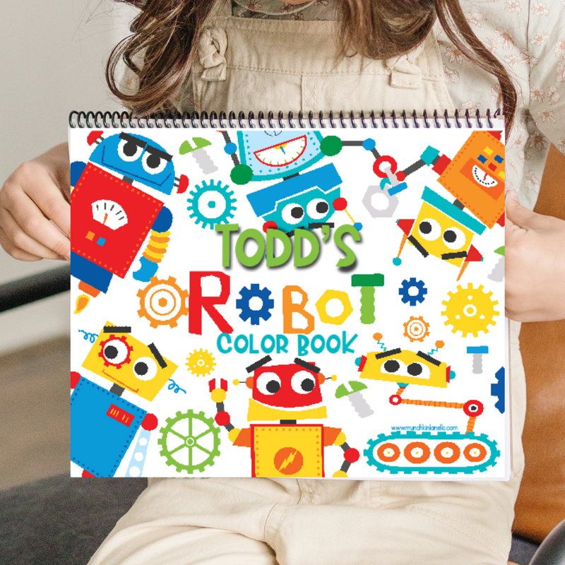 Large Personalized Robots Color Book