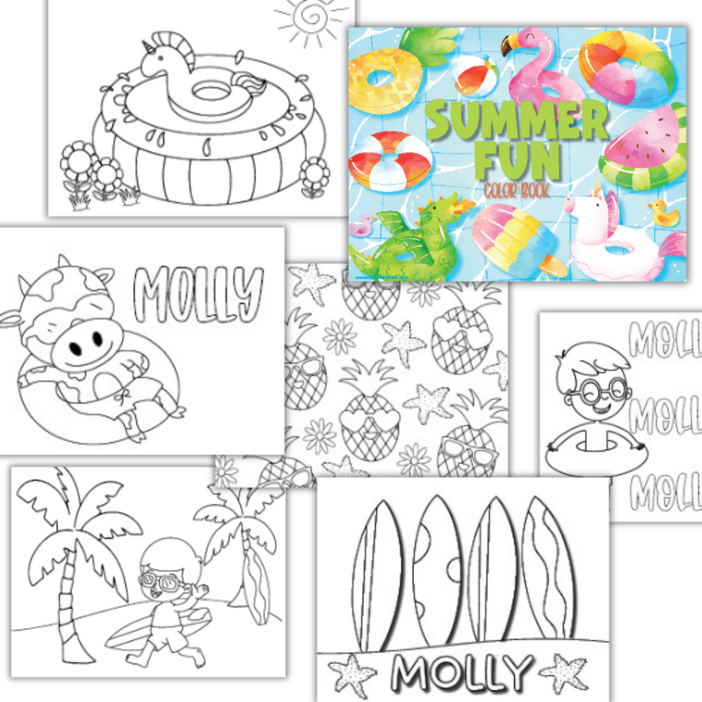 Large Personalized Summer Fun Color Book
