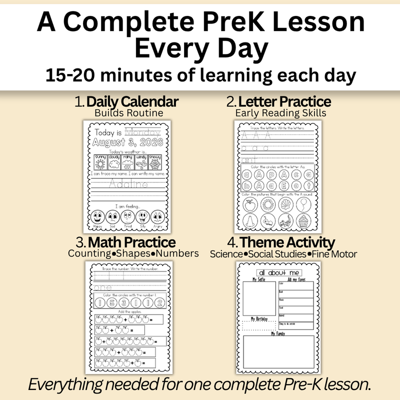 August PreK Workbook (Ages 4–5)