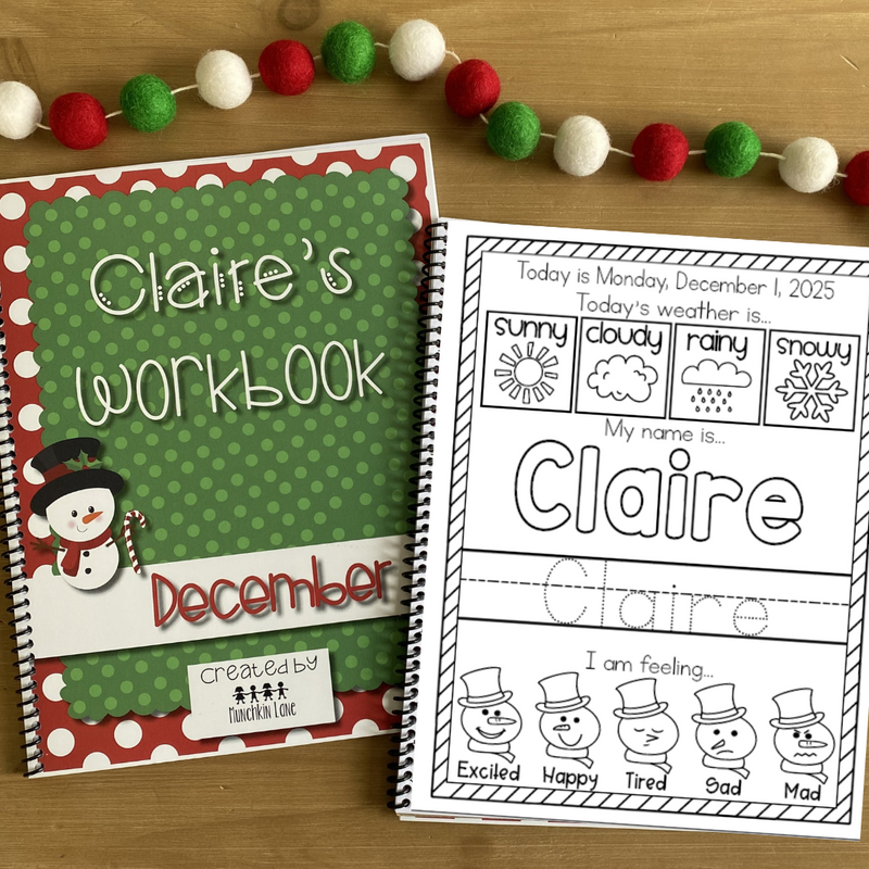 Toddler December Workbook