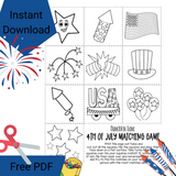 4th of July Matching Game - Digital Download