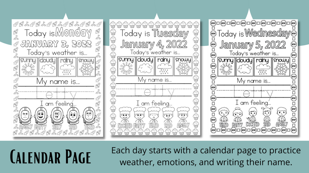 Preschool Calendar Page