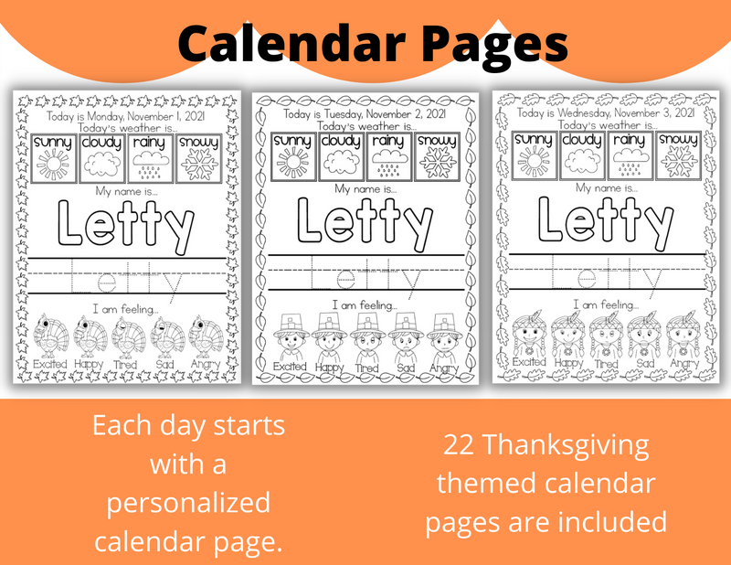 Toddler November Workbook