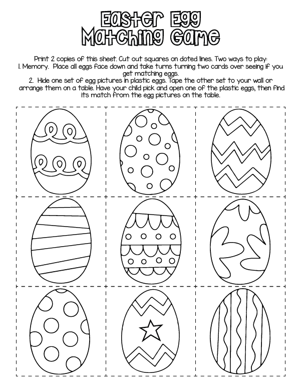 Easter Mathcing Game Easter Matching Game l Digital Download – Munchkin Lane