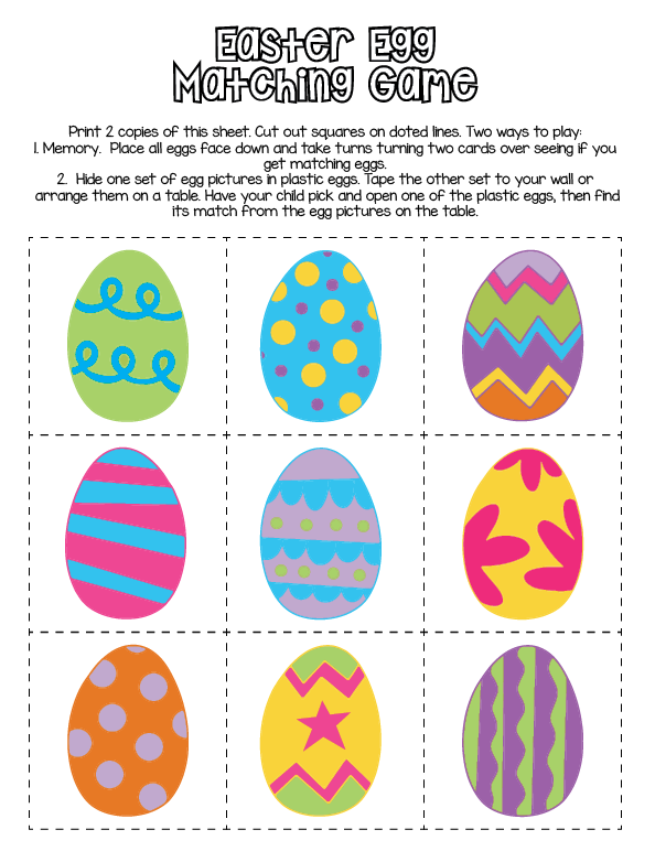 Easter Mathcing Game Easter Matching Game l Digital Download – Munchkin Lane LLC