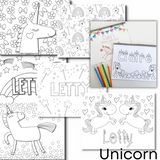 Large Personalized Unicorn  Color Book