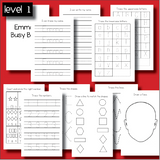 This shows the level 1 option. It is for preschool age children and has name tracing lowercase and uppercase letters counting number tracing shapes line tracing and drawing.